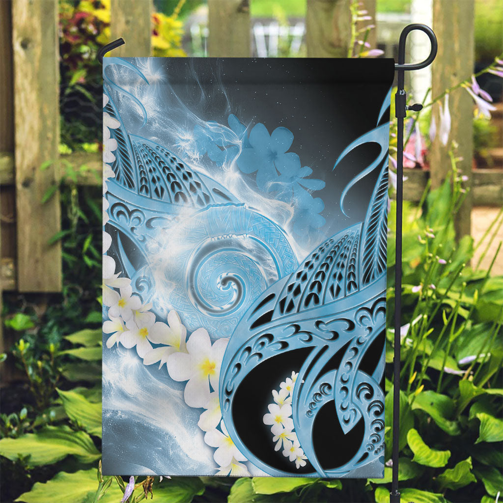 Piko Hawaiian Garden Flag Blue Galaxy Spiral Plumeria Tribal Patterns
