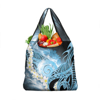 Piko Hawaiian Grocery Bag Blue Galaxy Spiral Plumeria Tribal Patterns