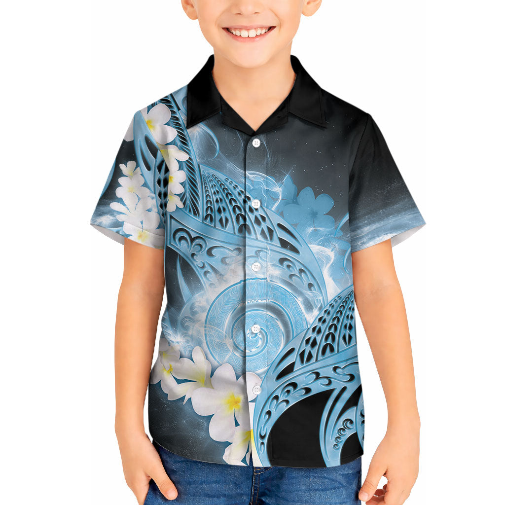 Piko Hawaiian Hawaiian Shirt Blue Galaxy Spiral Plumeria Tribal Patterns