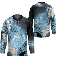 Piko Hawaiian Hockey Jersey Blue Galaxy Spiral Plumeria Tribal Patterns