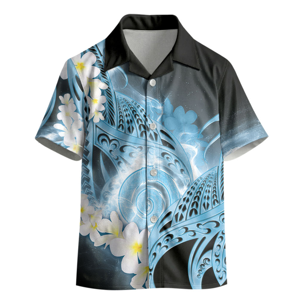 Piko Hawaiian Kid Hawaiian Shirt Blue Galaxy Spiral Plumeria Tribal Patterns