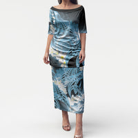 Piko Hawaiian Puletasi Blue Galaxy Spiral Plumeria Tribal Patterns