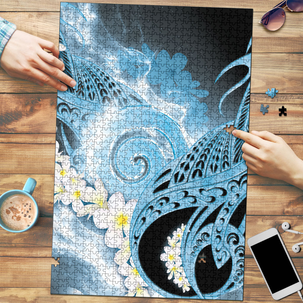 Piko Hawaiian Puzzle Blue Galaxy Spiral Plumeria Tribal Patterns DT05 Blue - Polynesian Pride