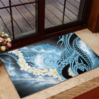 Piko Hawaiian Rubber Doormat Blue Galaxy Spiral Plumeria Tribal Patterns