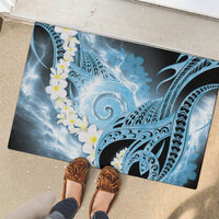 Piko Hawaiian Rubber Doormat Blue Galaxy Spiral Plumeria Tribal Patterns