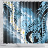 Piko Hawaiian Shower Curtain Blue Galaxy Spiral Plumeria Tribal Patterns