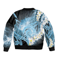 Piko Hawaiian Sleeve Zip Bomber Jacket Blue Galaxy Spiral Plumeria Tribal Patterns