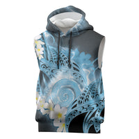 Piko Hawaiian Sleeveless Hoodie Blue Galaxy Spiral Plumeria Tribal Patterns