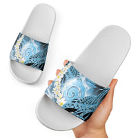 Piko Hawaiian Slide Sandals Blue Galaxy Spiral Plumeria Tribal Patterns