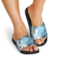 Piko Hawaiian Slide Sandals Blue Galaxy Spiral Plumeria Tribal Patterns