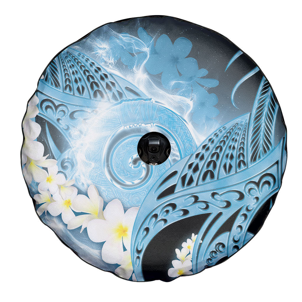 Piko Hawaiian Spare Tire Cover Blue Galaxy Spiral Plumeria Tribal Patterns