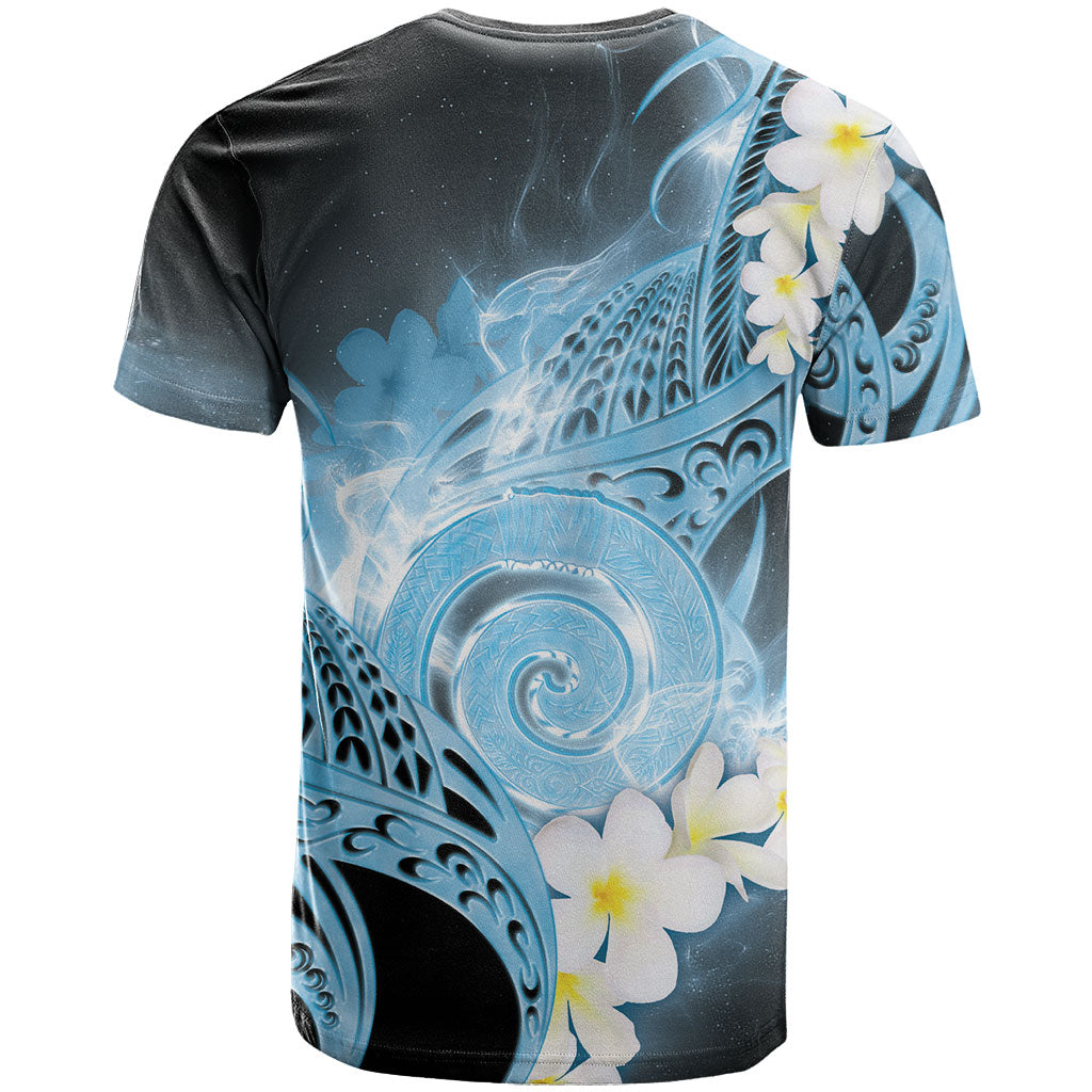 Piko Hawaiian T Shirt Blue Galaxy Spiral Plumeria Tribal Patterns