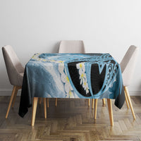 Piko Hawaiian Tablecloth Blue Galaxy Spiral Plumeria Tribal Patterns