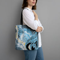 Piko Hawaiian Tote Bag Blue Galaxy Spiral Plumeria Tribal Patterns