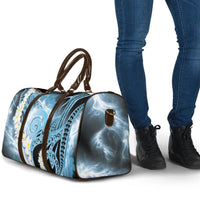 Piko Hawaiian Travel Bag Blue Galaxy Spiral Plumeria Tribal Patterns