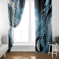 Piko Hawaiian Window Curtain Blue Galaxy Spiral Plumeria Tribal Patterns