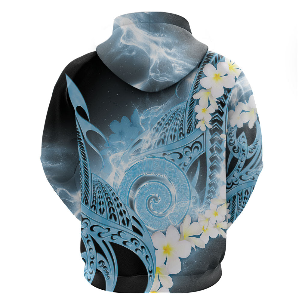 Piko Hawaiian Zip Hoodie Blue Galaxy Spiral Plumeria Tribal Patterns