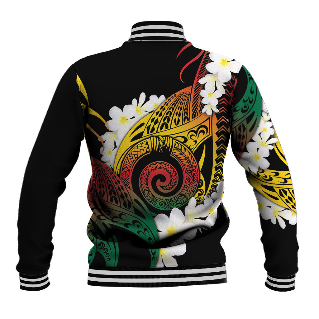 Piko Hawaiian Baseball Jacket Gradient Spiral Plumeria Tribal Patterns