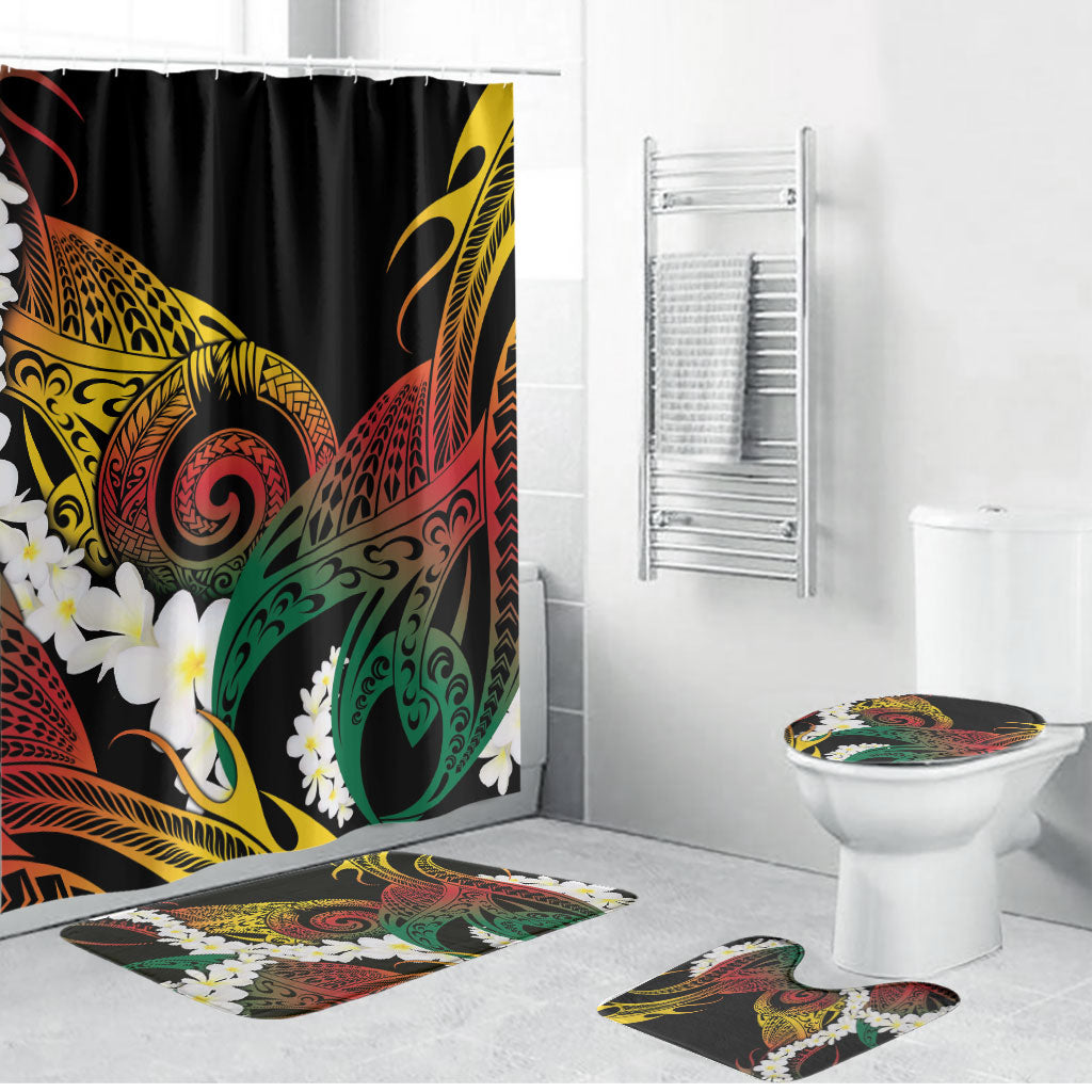 Piko Hawaiian Bathroom Set Gradient Spiral Plumeria Tribal Patterns