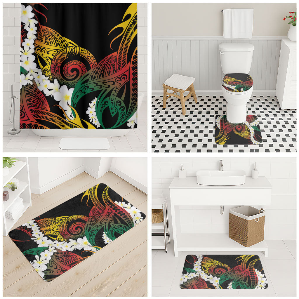 Piko Hawaiian Bathroom Set Gradient Spiral Plumeria Tribal Patterns