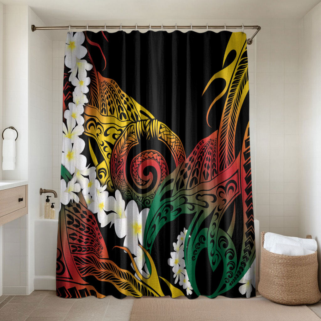 Piko Hawaiian Bathroom Set Gradient Spiral Plumeria Tribal Patterns