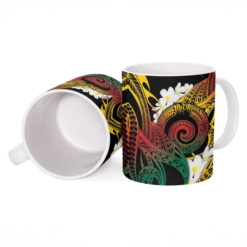 Piko Hawaiian Ceramic Mug Gradient Spiral Plumeria Tribal Patterns