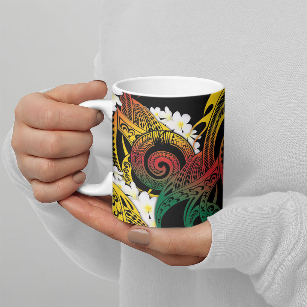 Piko Hawaiian Ceramic Mug Gradient Spiral Plumeria Tribal Patterns