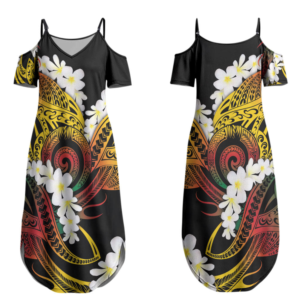 Piko Hawaiian Couples Matching Summer Maxi Dress and Long Sleeve Button Shirt Gradient Spiral Plumeria Tribal Patterns
