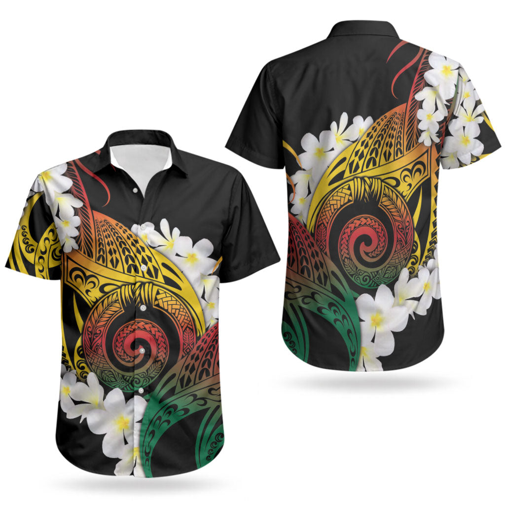 Piko Hawaiian Couples Matching Tank Maxi Dress and Hawaiian Shirt Gradient Spiral Plumeria Tribal Patterns