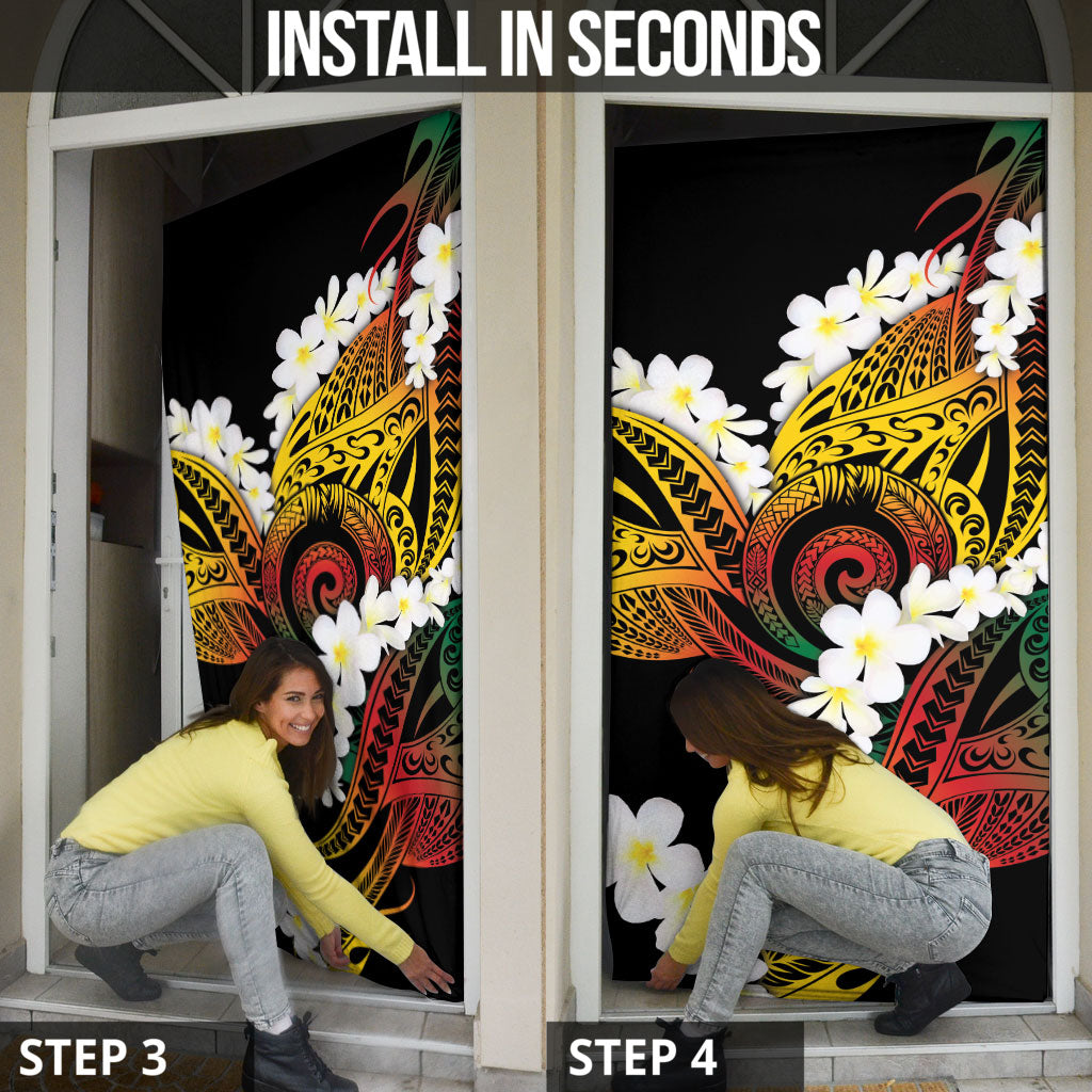 Piko Hawaiian Door Cover Gradient Spiral Plumeria Tribal Patterns