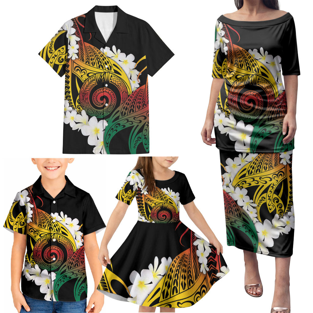Piko Hawaiian Family Matching Puletasi and Hawaiian Shirt Gradient Spiral Plumeria Tribal Patterns DT05 - Polynesian Pride