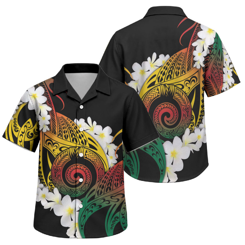 Piko Hawaiian Family Matching Puletasi and Hawaiian Shirt Gradient Spiral Plumeria Tribal Patterns