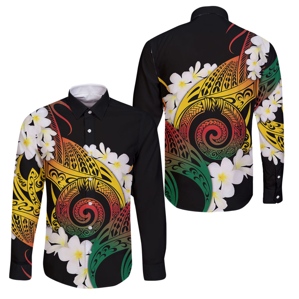 Piko Hawaiian Family Matching Short Sleeve Bodycon Dress and Hawaiian Shirt Gradient Spiral Plumeria Tribal Patterns