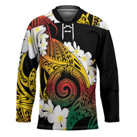 Piko Hawaiian Hockey Jersey Gradient Spiral Plumeria Tribal Patterns