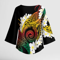 Piko Hawaiian Kimono Sleeve Blouse Gradient Spiral Plumeria Tribal Patterns