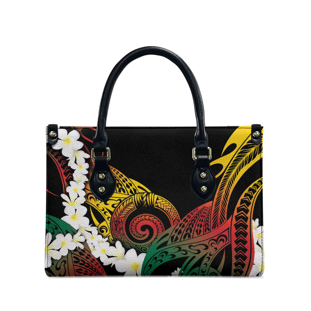 Piko Hawaiian Leather Bag Gradient Spiral Plumeria Tribal Patterns