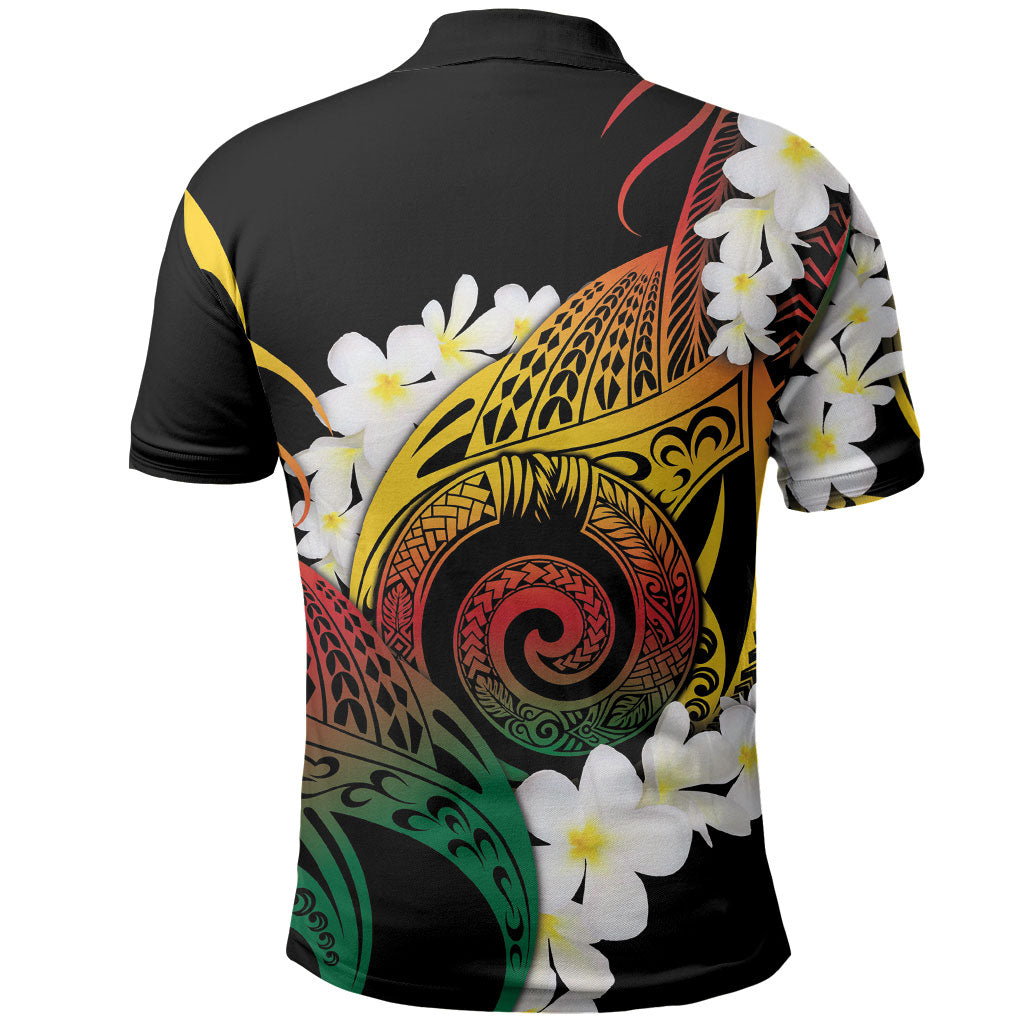 Piko Hawaiian Polo Shirt Gradient Spiral Plumeria Tribal Patterns