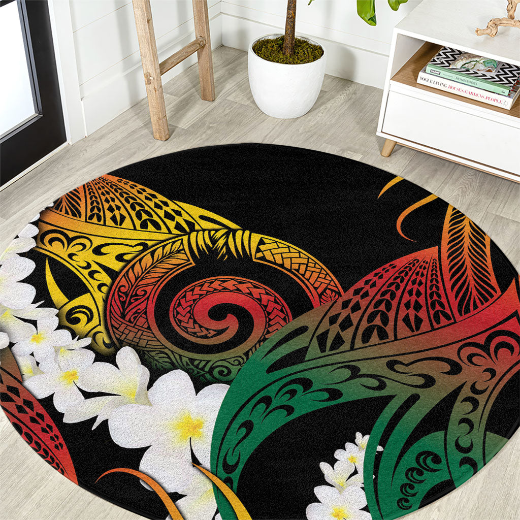Piko Hawaiian Round Carpet Gradient Spiral Plumeria Tribal Patterns