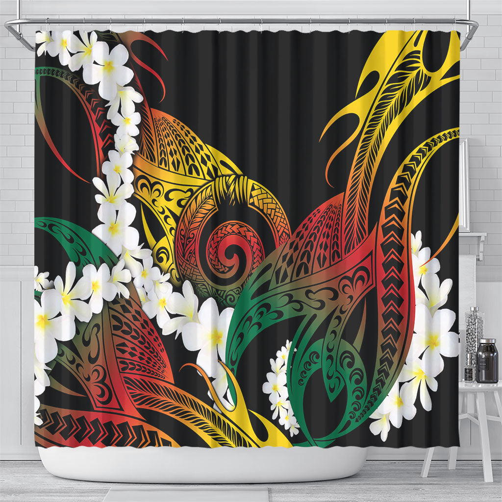 Piko Hawaiian Shower Curtain Gradient Spiral Plumeria Tribal Patterns
