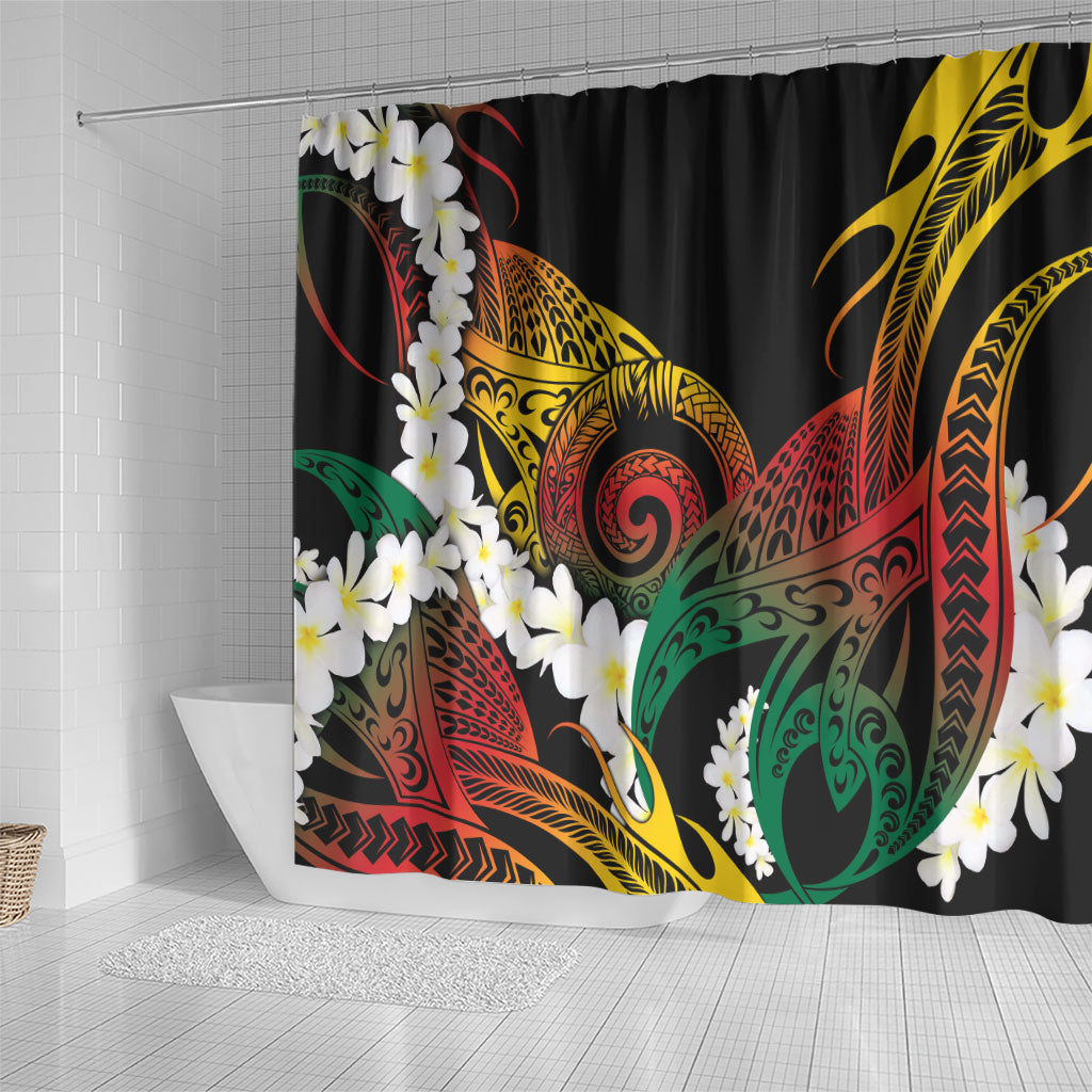 Piko Hawaiian Shower Curtain Gradient Spiral Plumeria Tribal Patterns