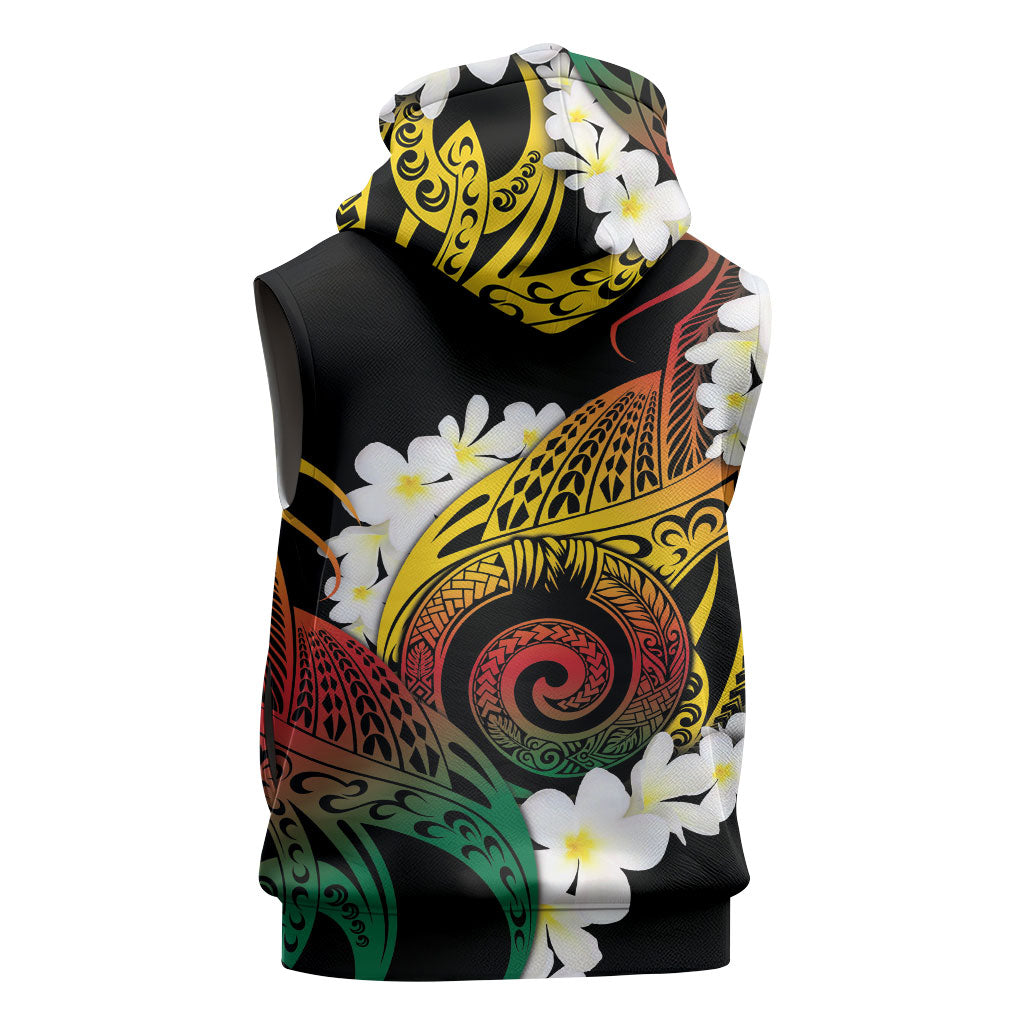 Piko Hawaiian Sleeveless Hoodie Gradient Spiral Plumeria Tribal Patterns
