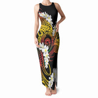 Piko Hawaiian Tank Maxi Dress Gradient Spiral Plumeria Tribal Patterns