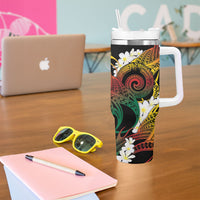 Piko Hawaiian Tumbler With Handle Gradient Spiral Plumeria Tribal Patterns