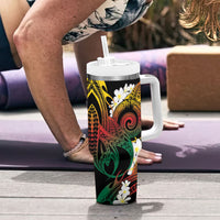 Piko Hawaiian Tumbler With Handle Gradient Spiral Plumeria Tribal Patterns
