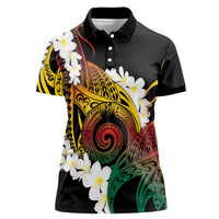 Piko Hawaiian Women Polo Shirt Gradient Spiral Plumeria Tribal Patterns