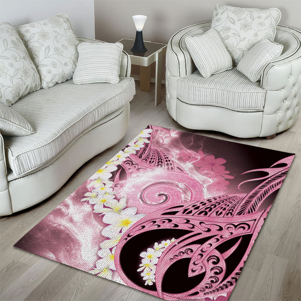Piko Hawaiian Area Rug Pink Galaxy Spiral Plumeria Tribal Patterns