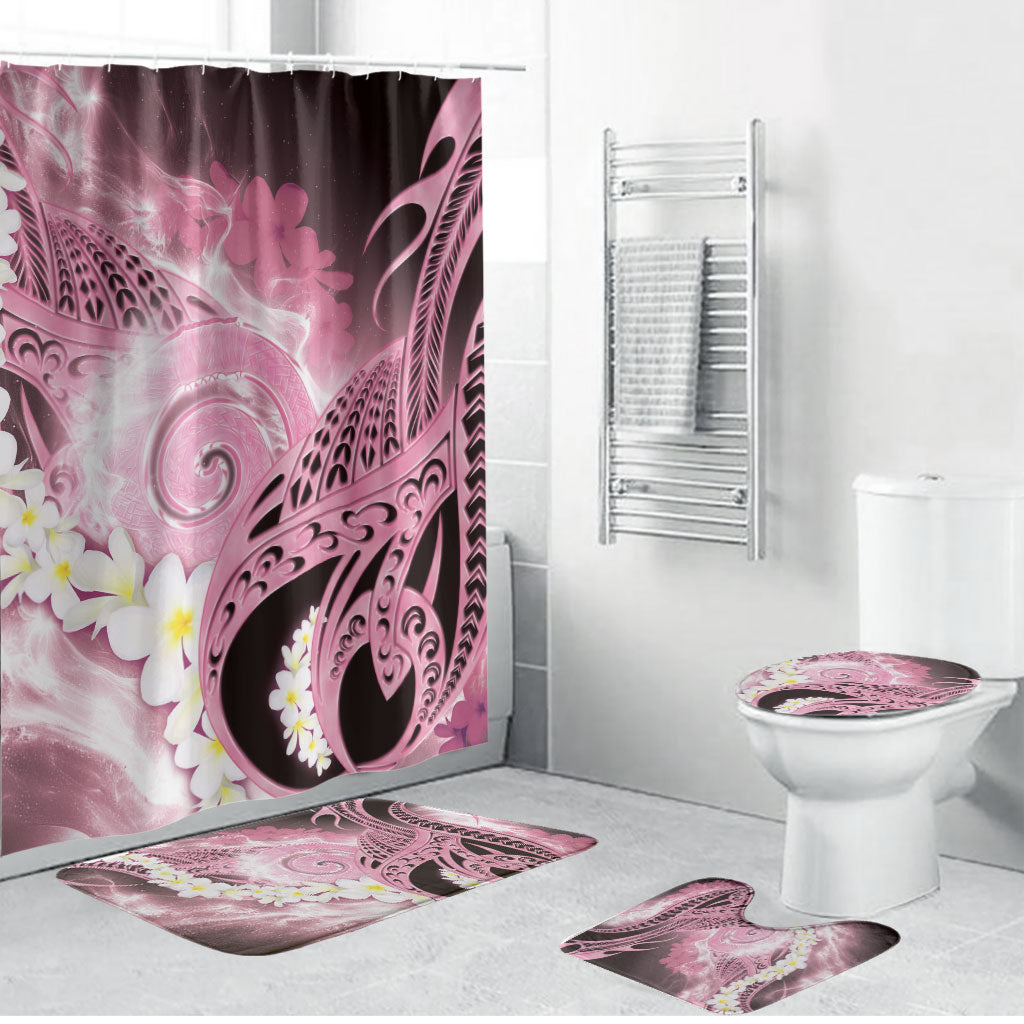 Piko Hawaiian Bathroom Set Pink Galaxy Spiral Plumeria Tribal Patterns DT05 Bathroom Set (4 pcs) Pink - Polynesian Pride
