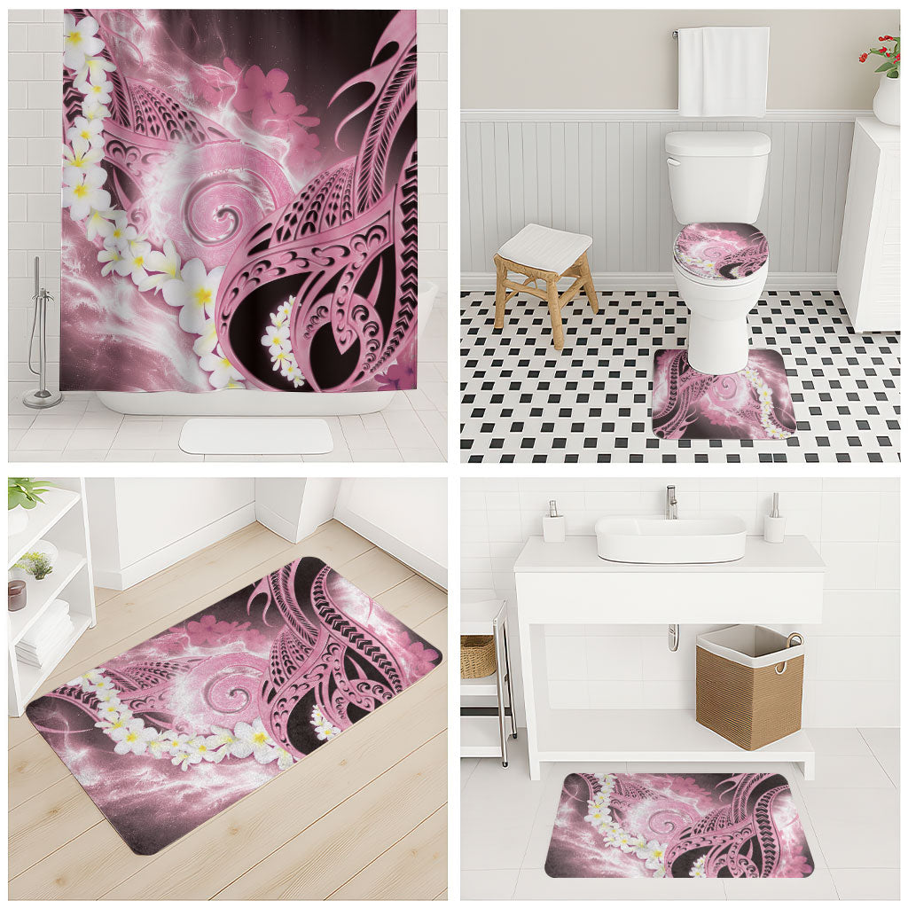 Piko Hawaiian Bathroom Set Pink Galaxy Spiral Plumeria Tribal Patterns