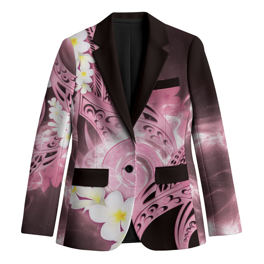 Piko Hawaiian Blazer Pink Galaxy Spiral Plumeria Tribal Patterns