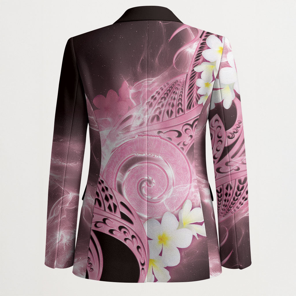 Piko Hawaiian Blazer Pink Galaxy Spiral Plumeria Tribal Patterns